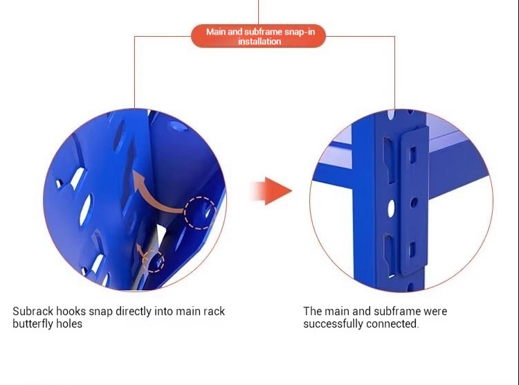 long-span metal shelving storing bulk inventory in maintenance utility room