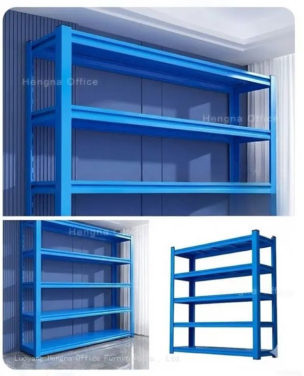 Adjustable foot pads on garage shelving uprights, leveling on uneven shop floor