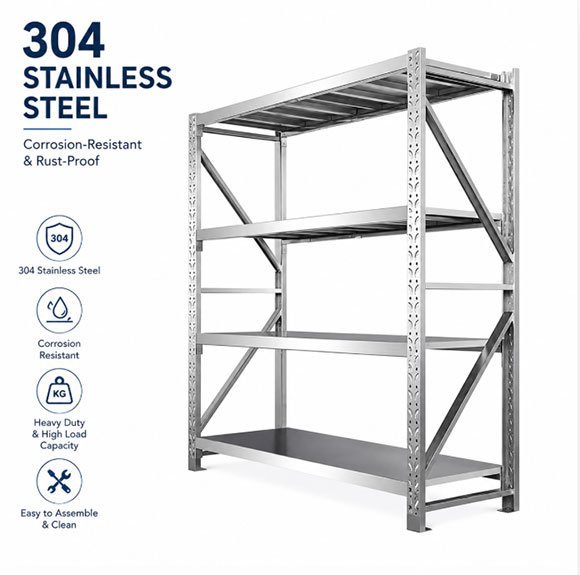 Corrosion-resistant 304 stainless steel cold room shelving rack for pharmaceutical warehouse